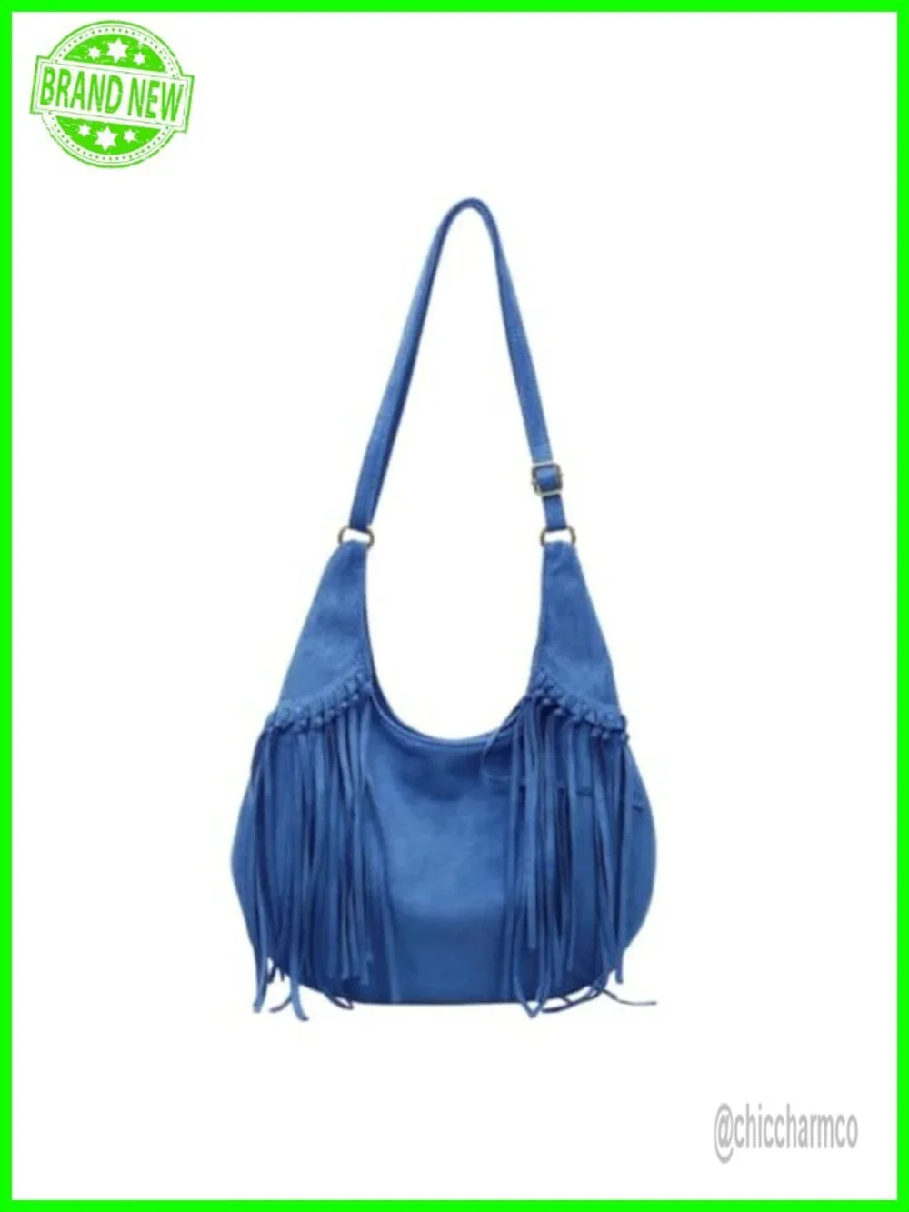 Frosted Fringe Hobo Bag Faux Suede Shoulder Purse Tassel Bucket Crossbody